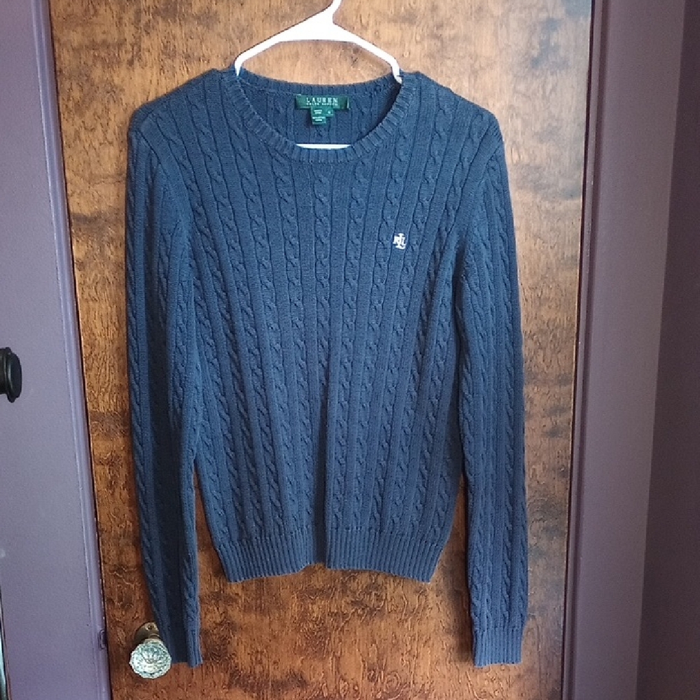 Vintage Ralph Lauren Navy Blue Cable Knit Sweater Size Small